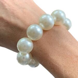 Large Faux Pearl Elastic Stretch Bracelet Glam Hair Tie for Women NEW